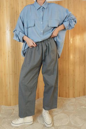 Gaberdine Barrel Pant Charcoal